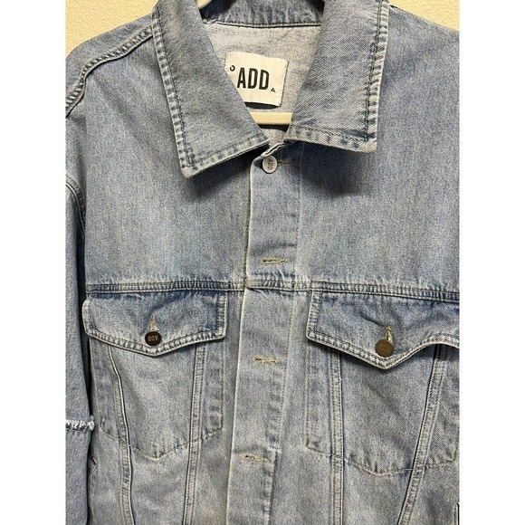 ADD-SEOUL Raw Edged Denim Jacket Blue Free Size Men's Jean Jacket - Picture 3 of 10